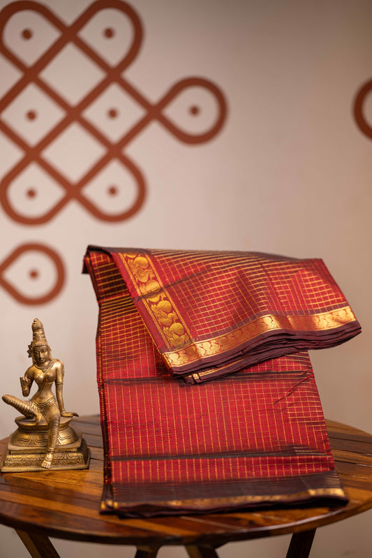 Small Border Vintage Muthukattam - Arakku Maroon