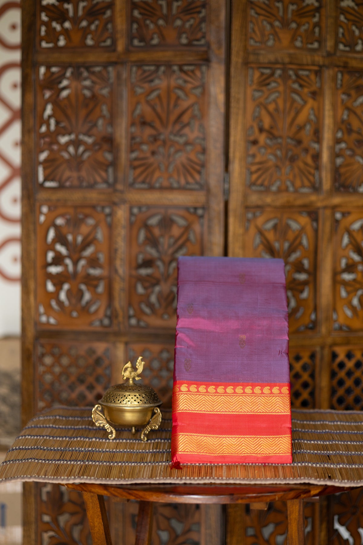 Vadamalli Pink Saree with Gold Zari Buttas & Pink Pallu