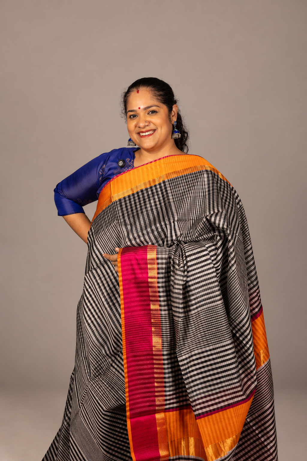 Mini Burberry Plaid Checks - Black & White - Maheswari silk cotton