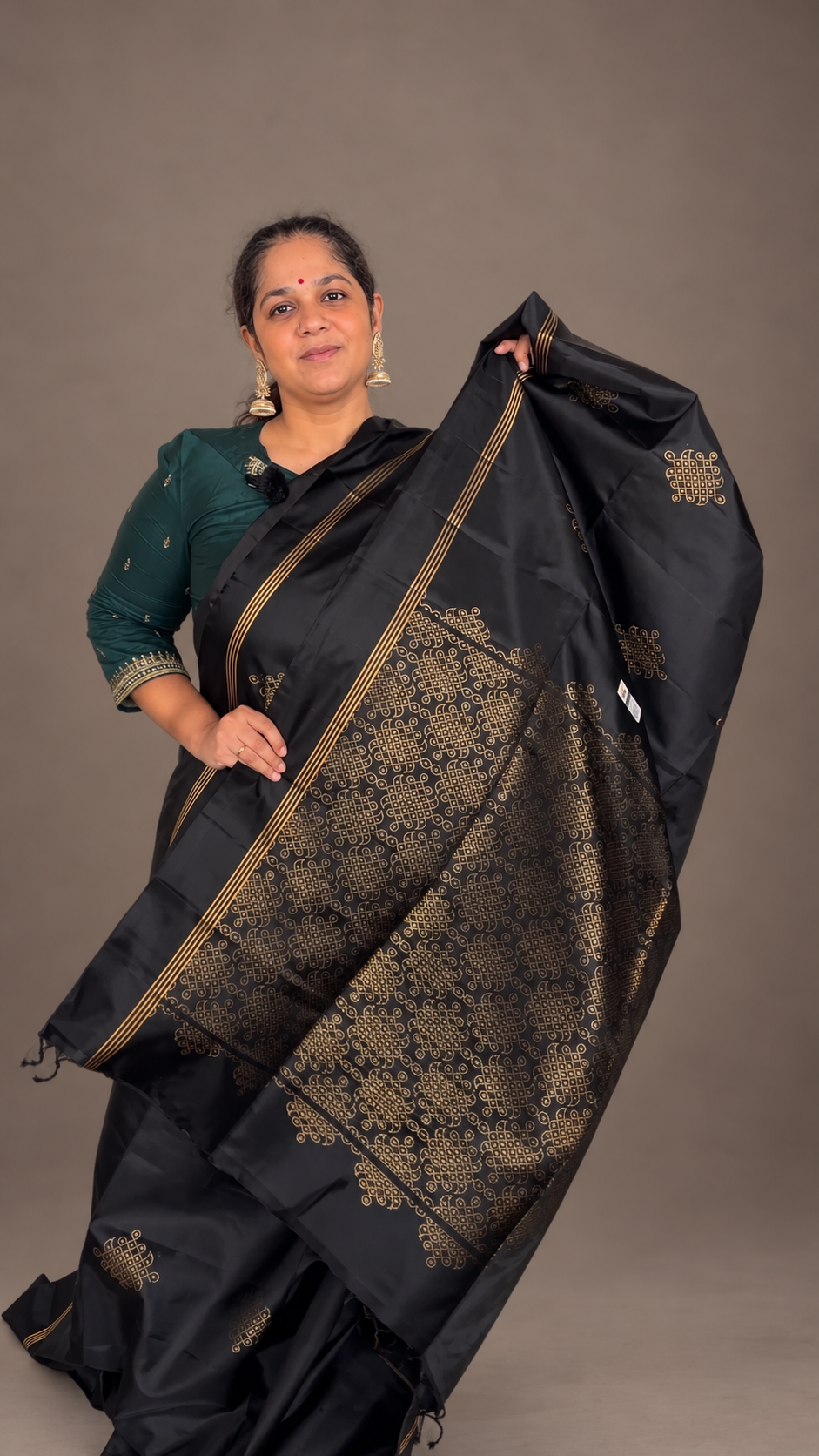 Signature Kolam Soft Silk- Black