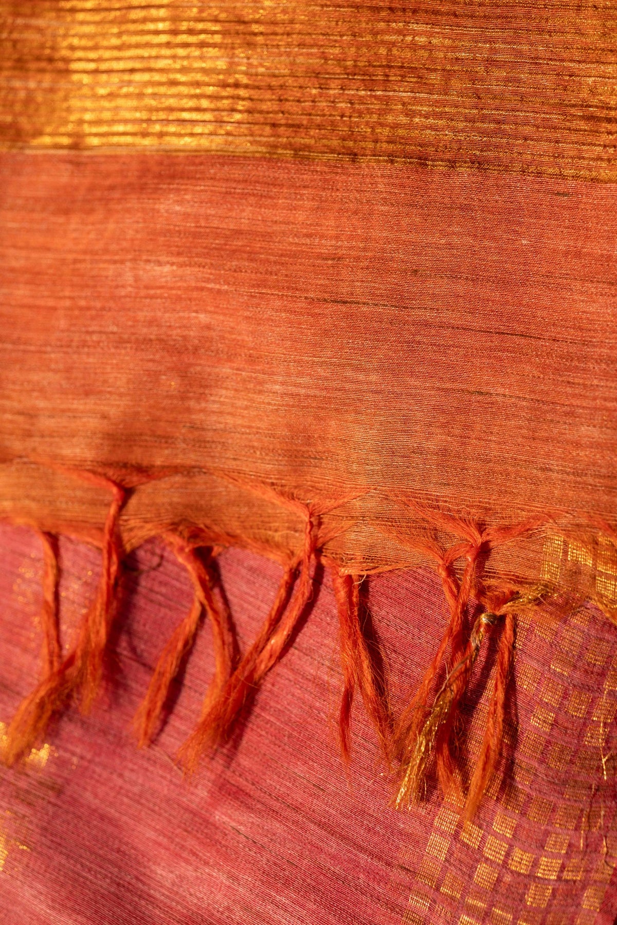 Onion Pink Mixed Cotton Saree with Rust Orange Flower Buttas