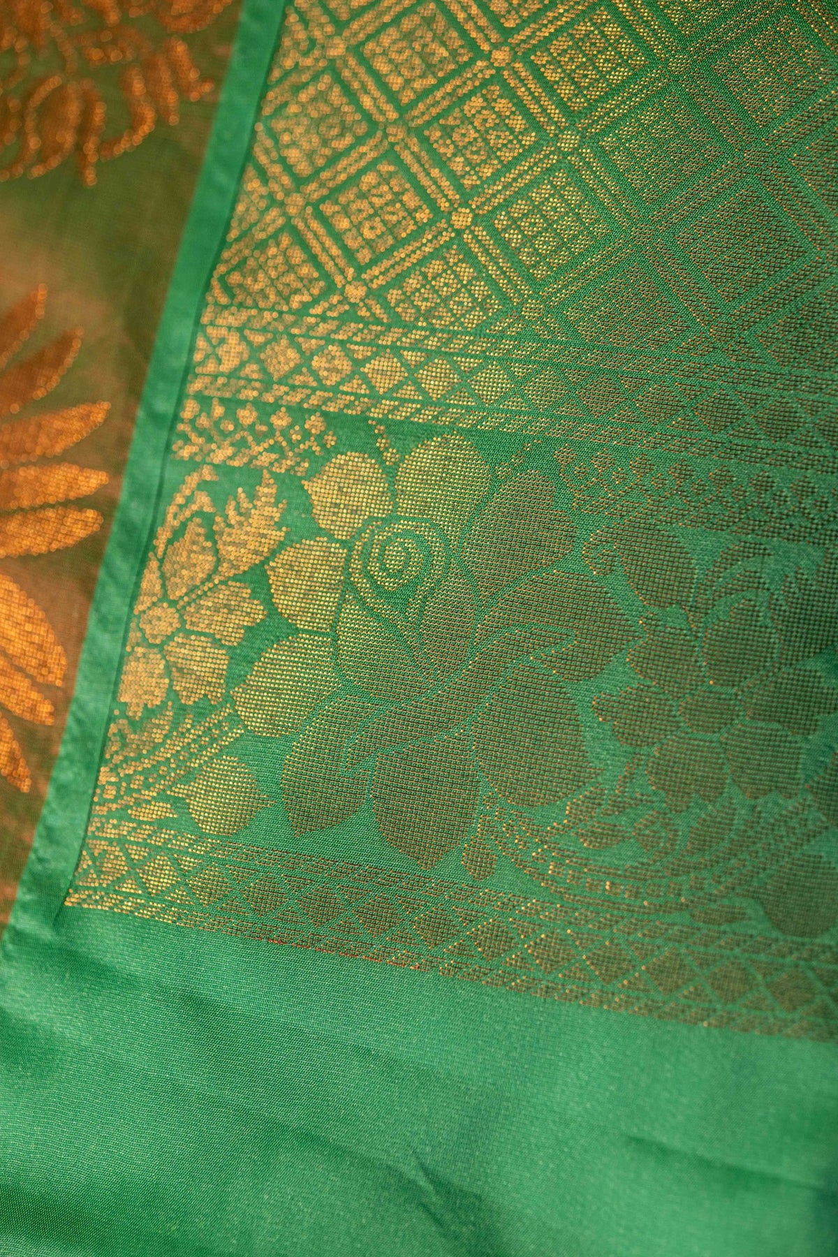 Pochampally printed Semi Soft Silk Saree -Leaf Green