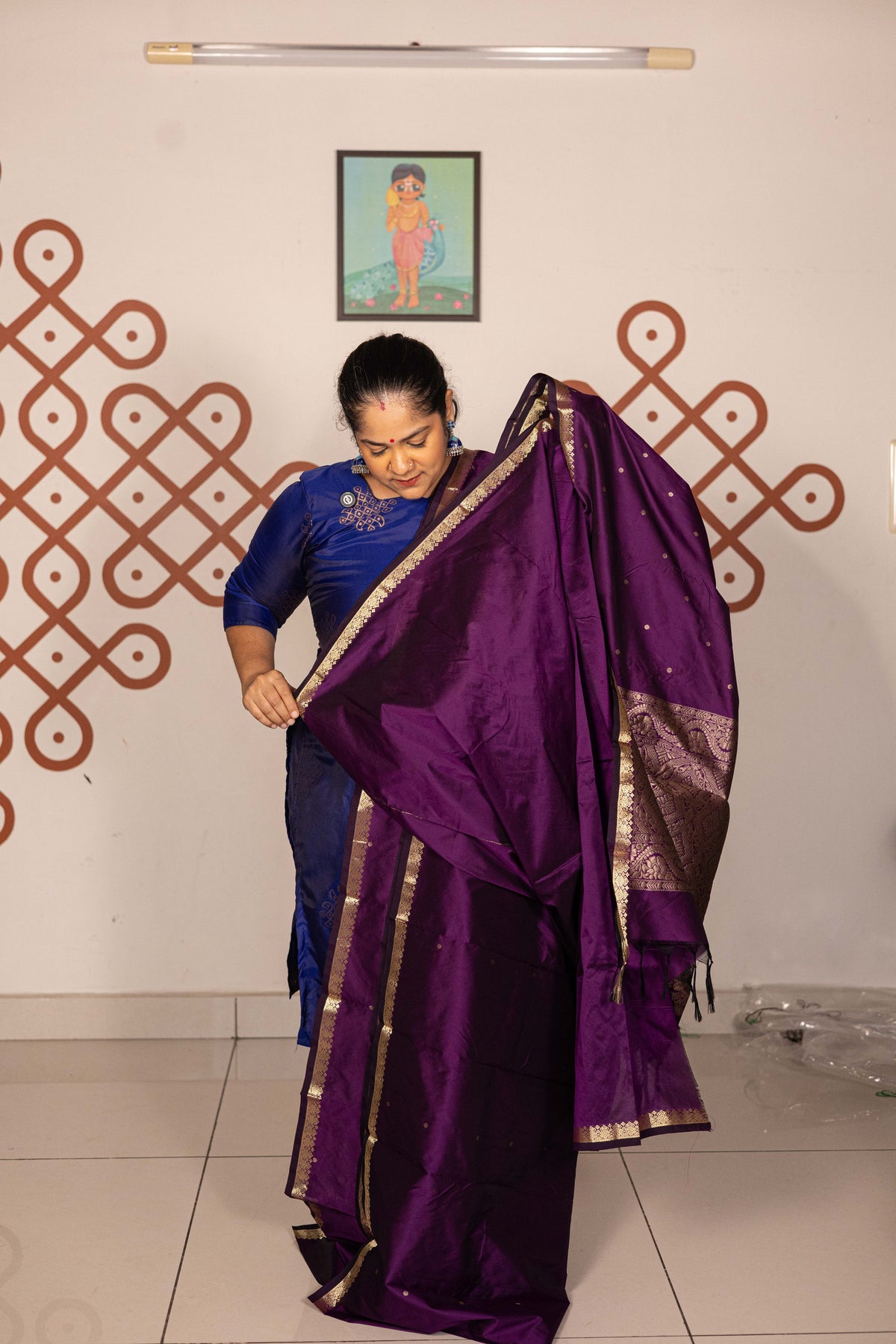 Mixed Pure silk( Kanchi) - Purple