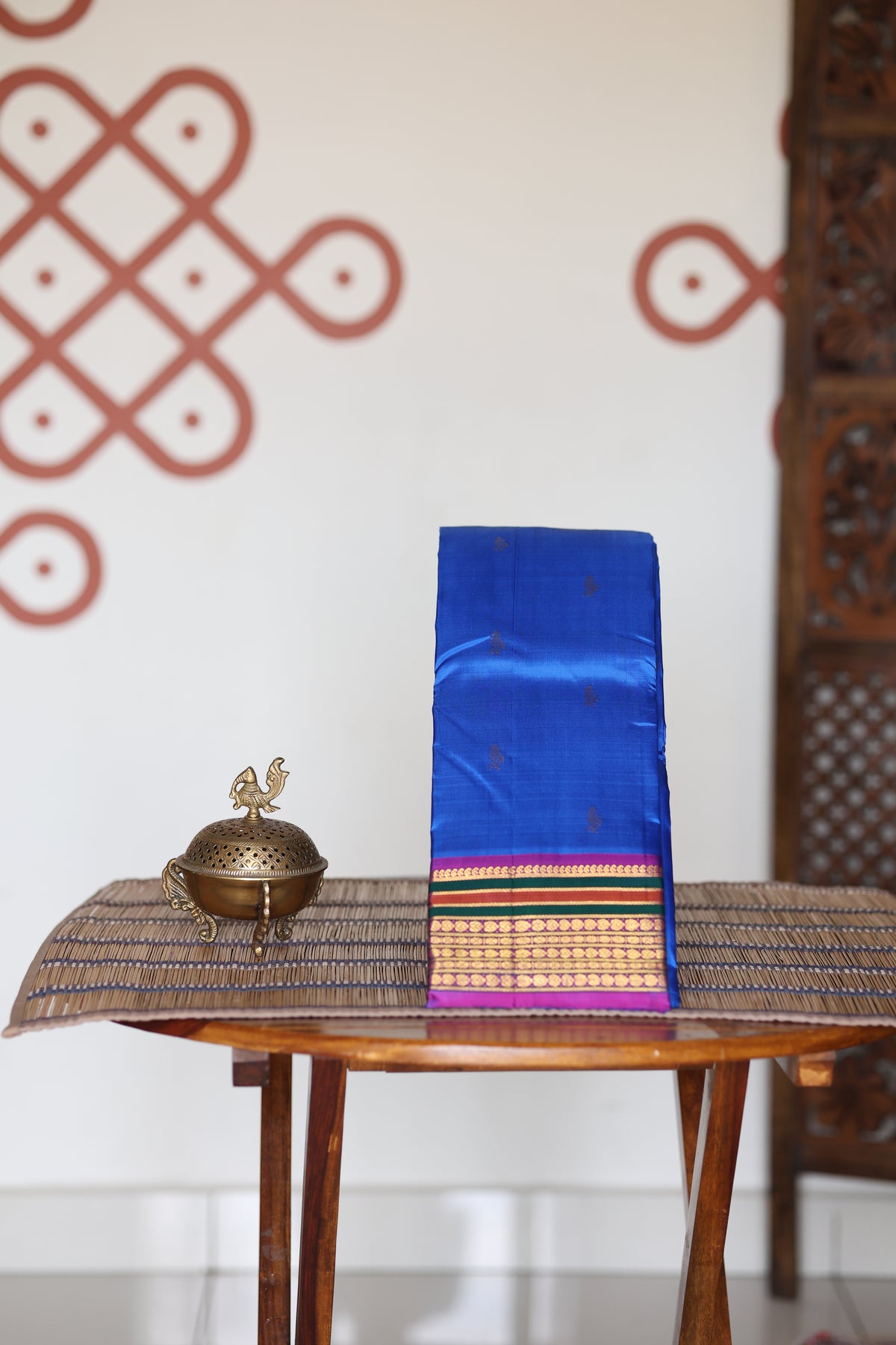 Ink Blue with vadamalli dual shade border with pink pallu