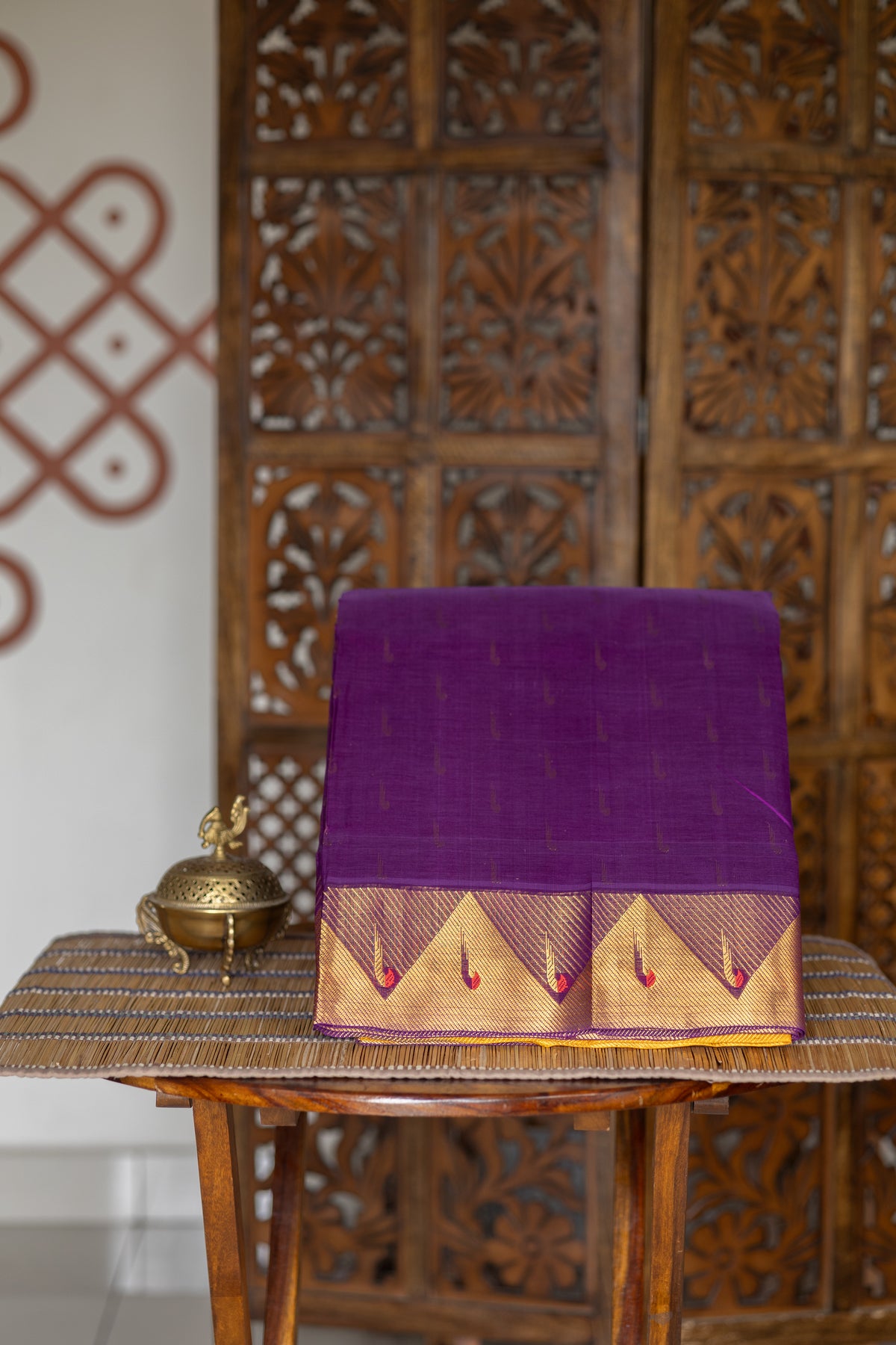 Paithani Silk Cotton: Vaadamalli with golden yellow