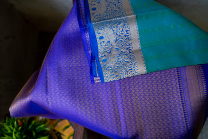 1000 Butta peacock blue with violet (Deepika Model)