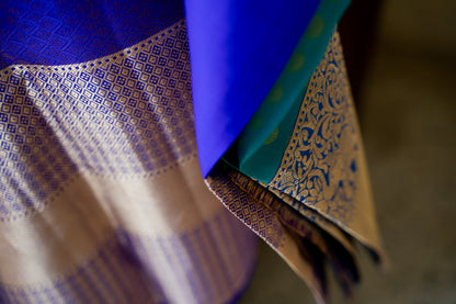 1000 Butta peacock blue with violet (Deepika Model)