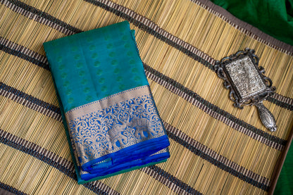 1000 Butta peacock blue with violet (Deepika Model)