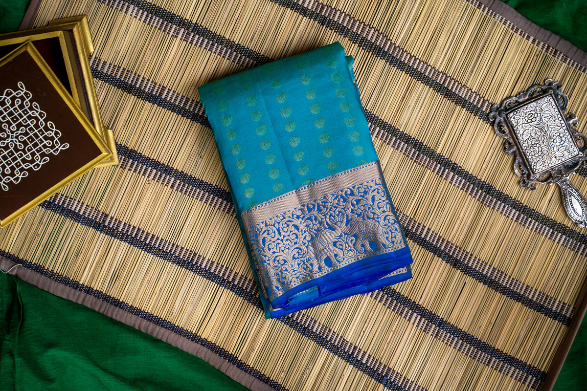 1000 Butta peacock blue with violet (Deepika Model)