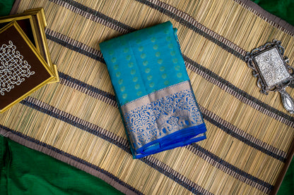 1000 Butta peacock blue with violet (Deepika Model)