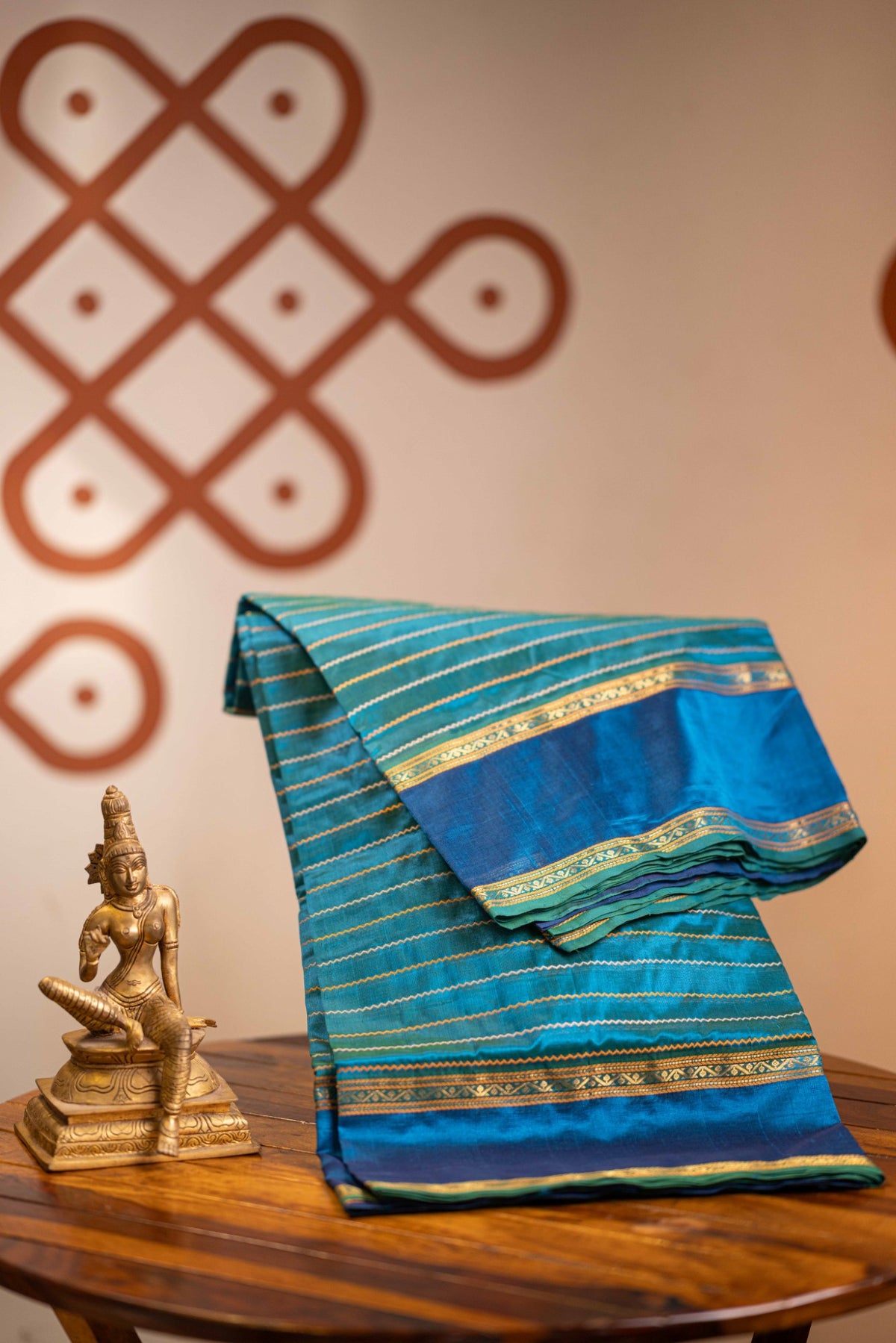 Dual Shade Mayil Kazhuthu Blue With sky blue Veldhari silk cotton