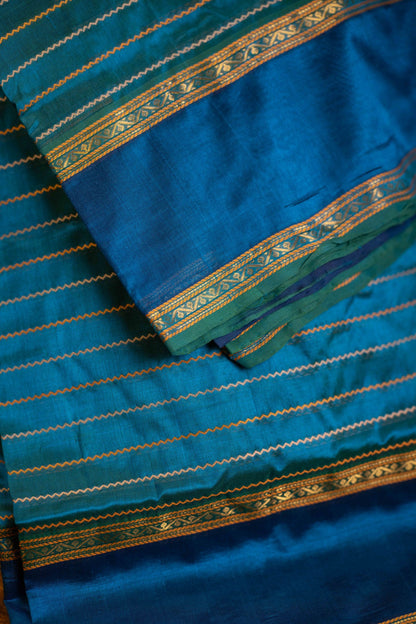 Dual Shade Mayil Kazhuthu Blue With sky blue Veldhari silk cotton
