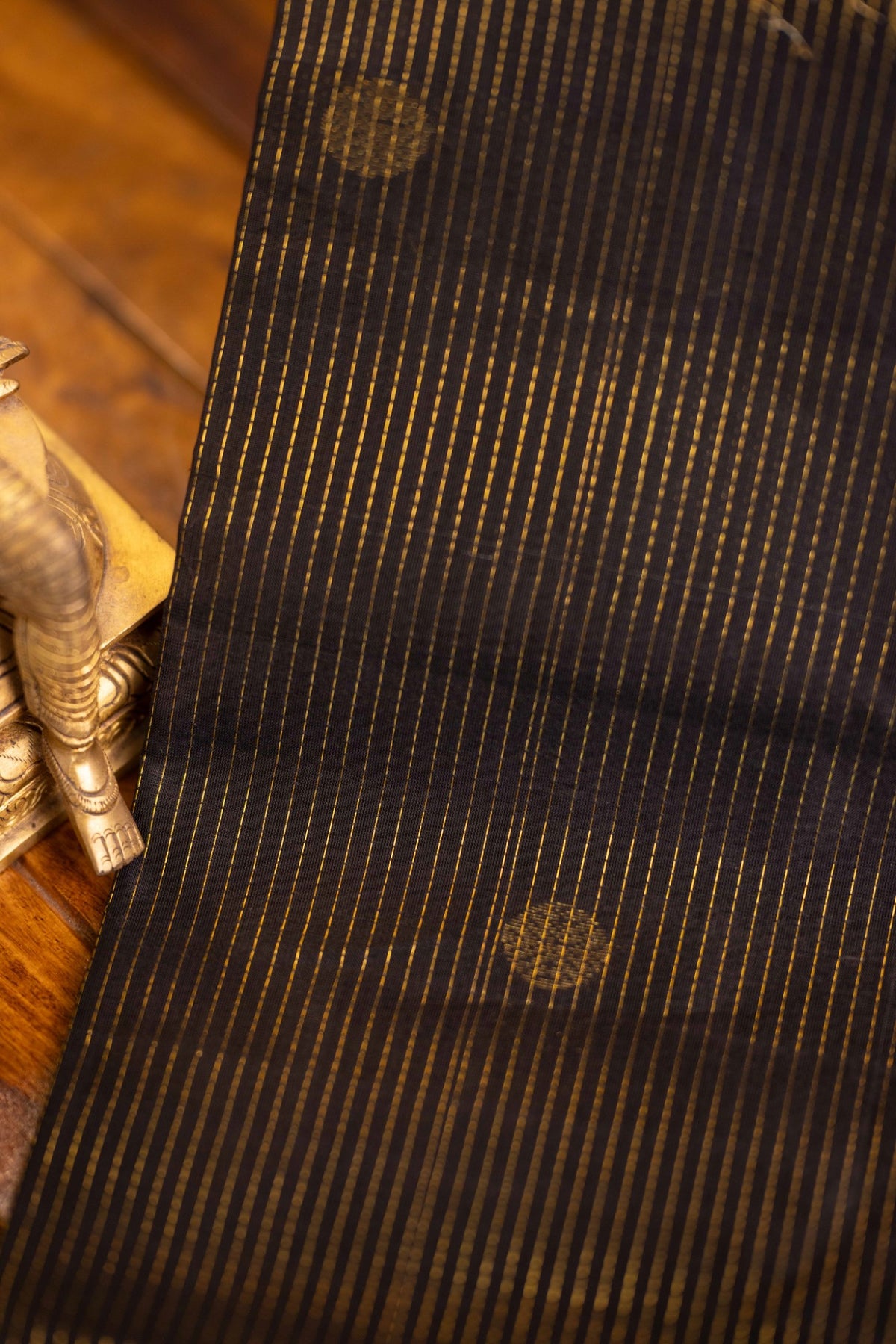 Vintage vairaoosi  silk cotton - Black with Mustard Pallu