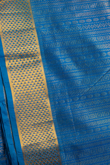 Vintage Mayil Kazhuthu Bluish Green with Sky Blue Pallu- Podikattam