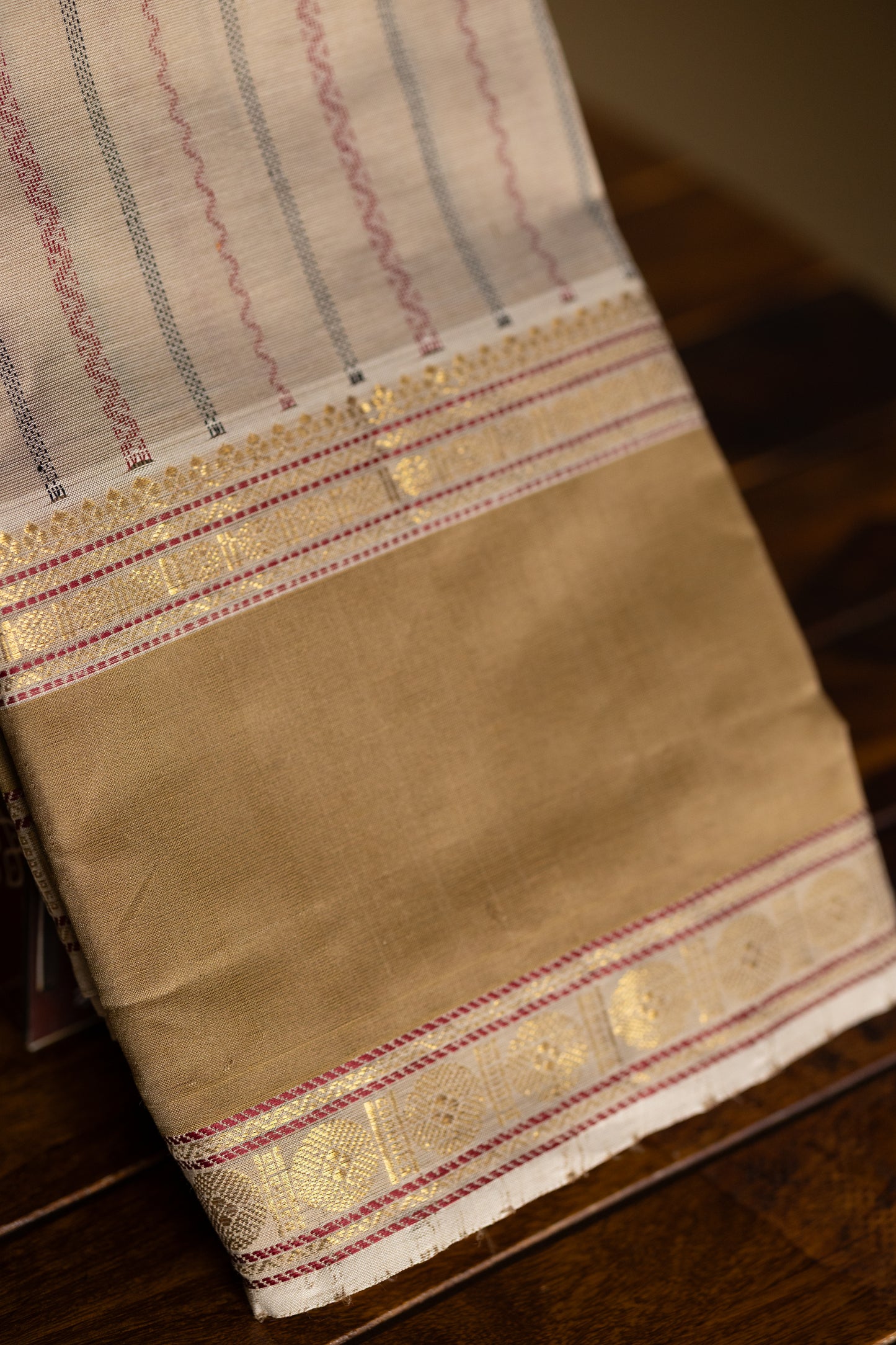 Biege with Golden colour silk cotton