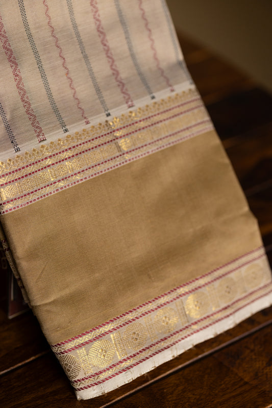 Biege with Golden colour silk cotton
