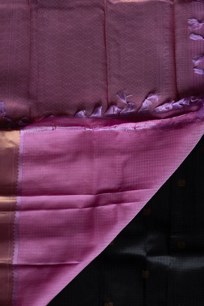 Black with Lavendar - Peacock Bhutta Saree