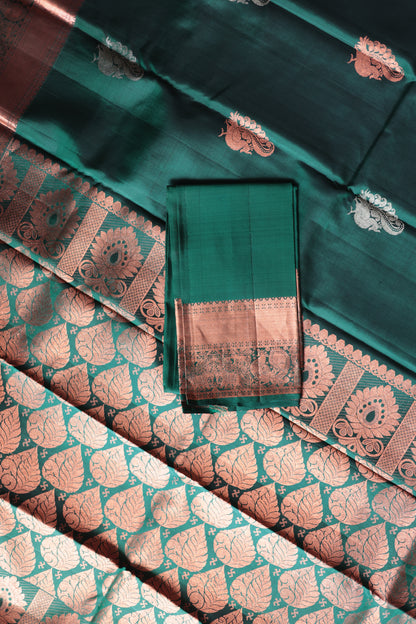 Bottle Green Copper Zari Sarees