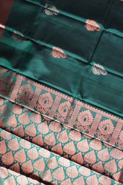 Bottle Green Copper Zari Sarees