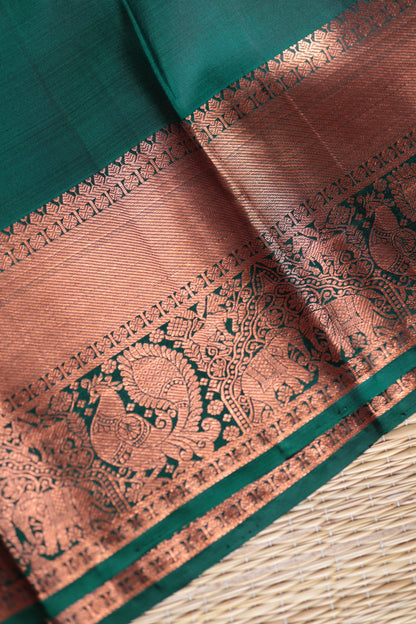 Bottle Green Copper Zari Sarees