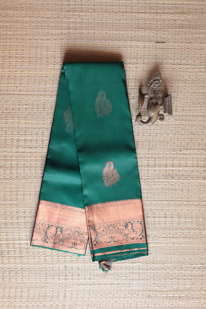 Bottle Green Copper Zari Sarees