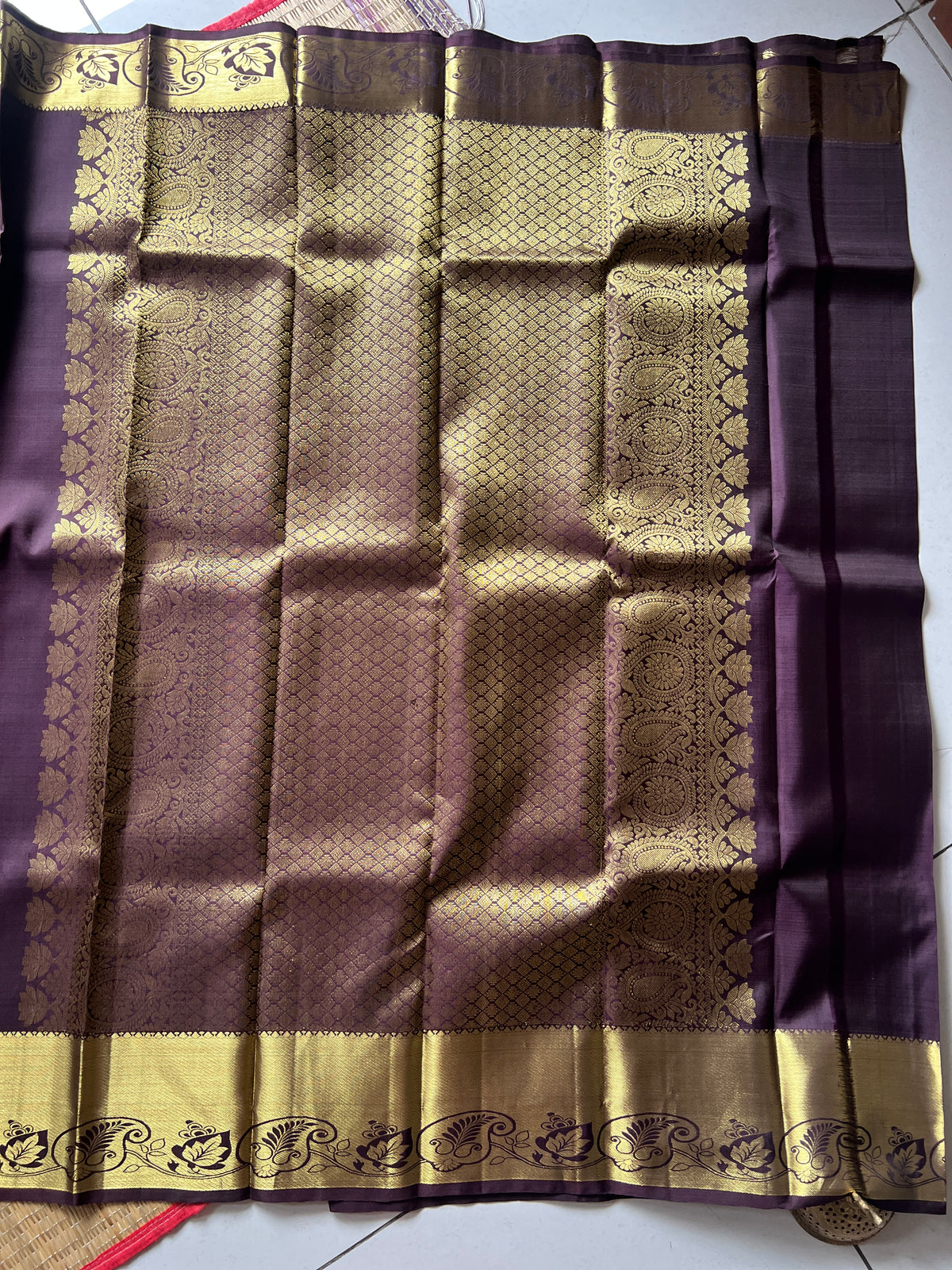 Coffee brown square buttas, mango border