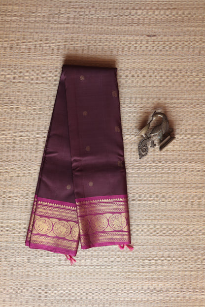 Coffee brown with majenta elephant border
