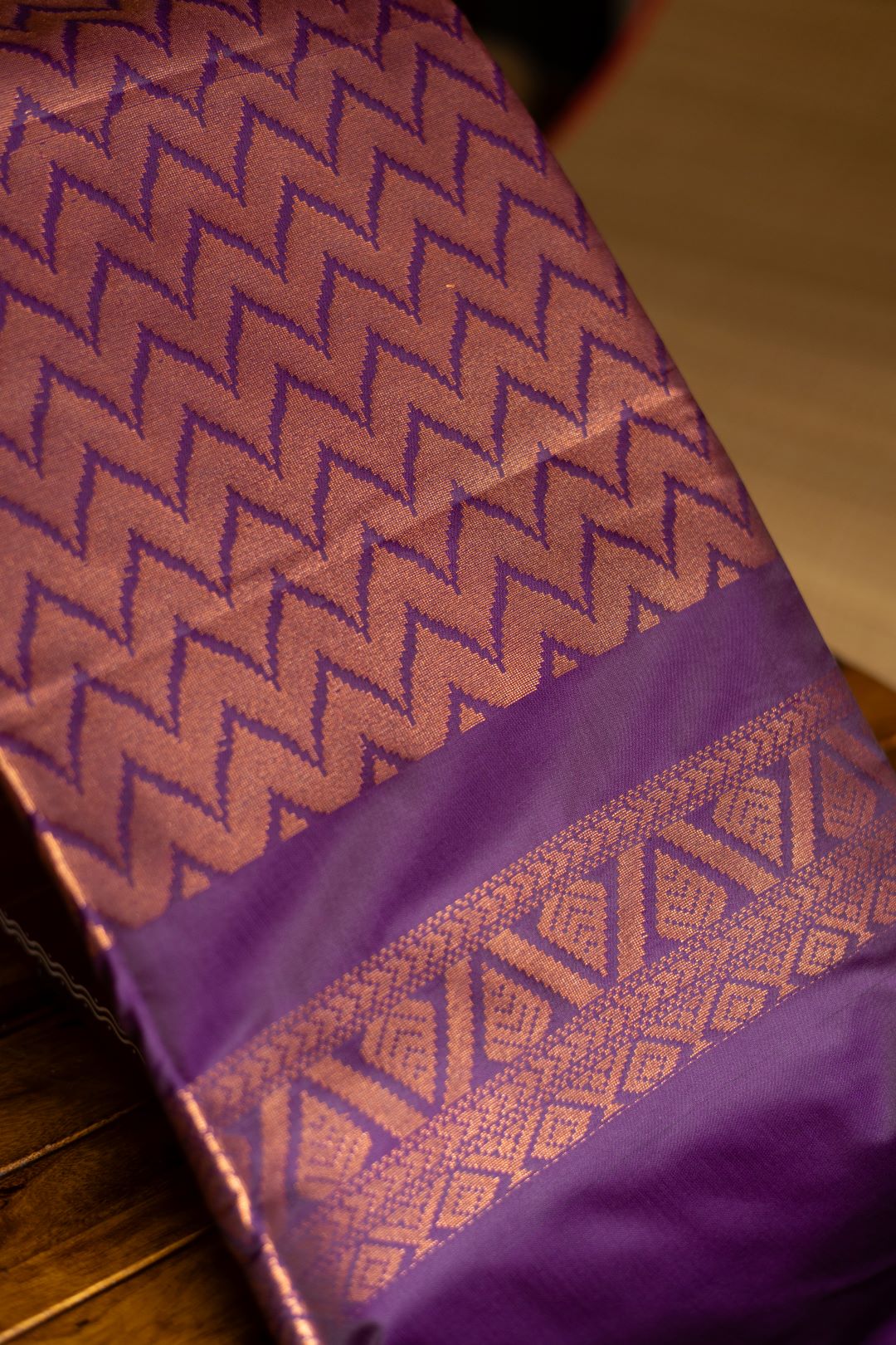 Chocolate Cocoa Semi Soft Silk Saree with Purple Pallu