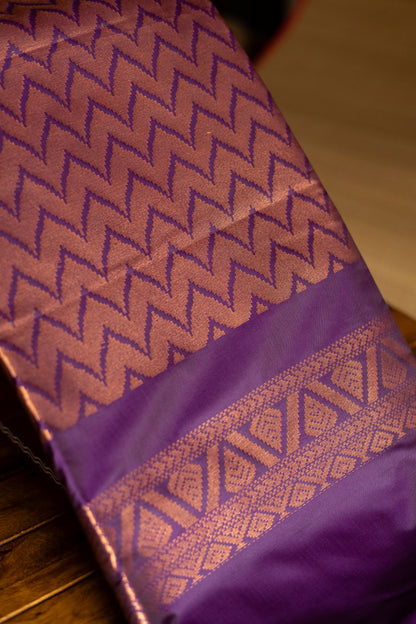 Chocolate Cocoa Semi Soft Silk Saree with Purple Pallu
