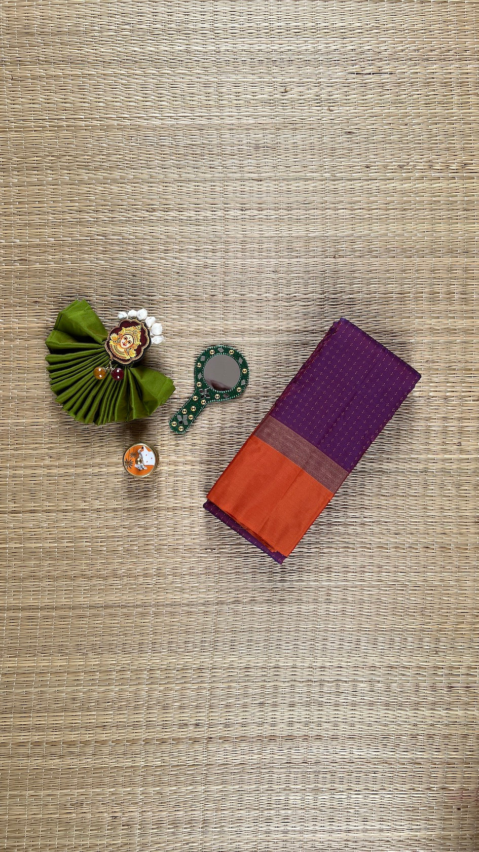 Purplish Pink Arani Pattu Art Silk Saree with Orange & Plus Buttis