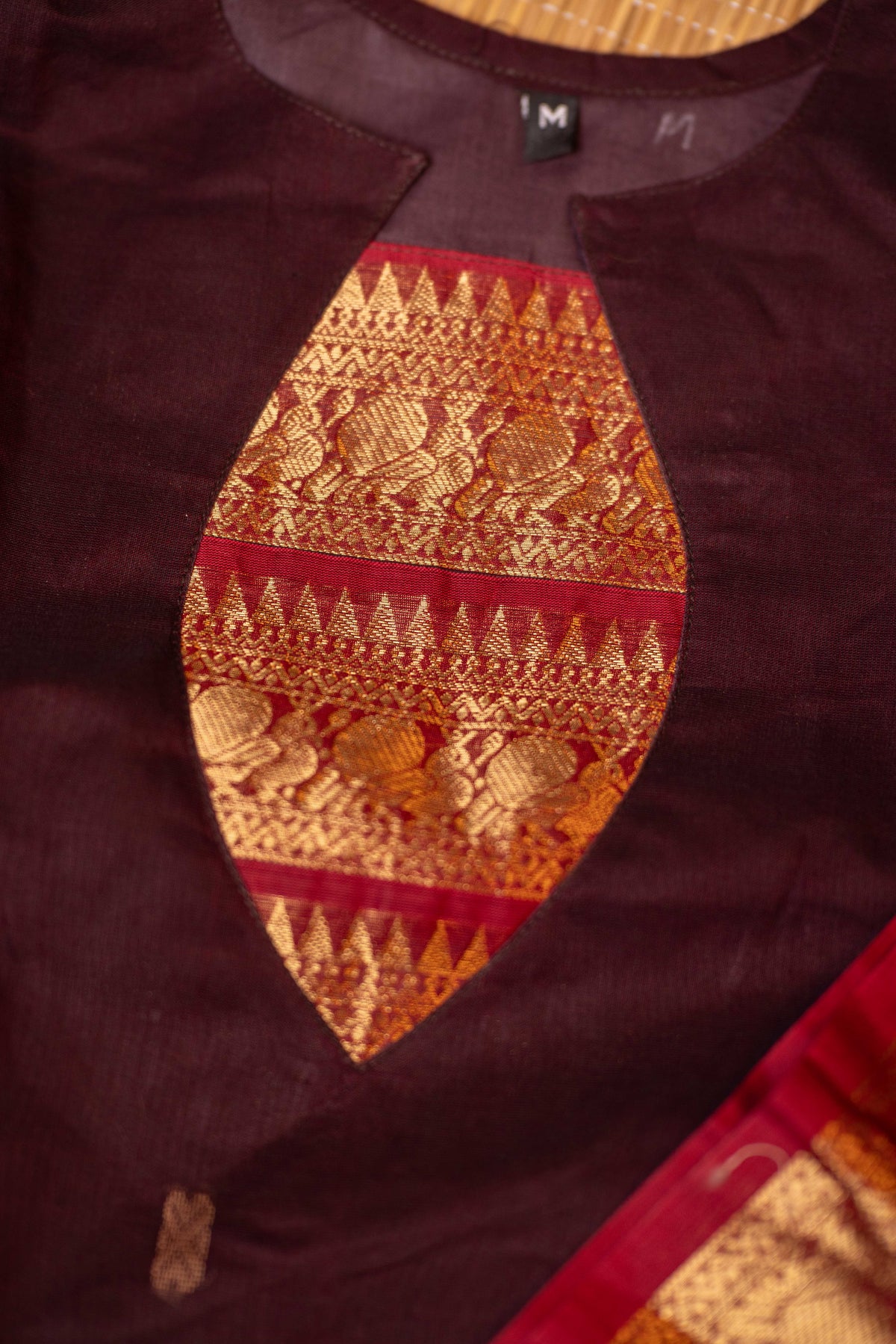 Coffee brown shade1- Chettinad cotton A-Line kurta + dupatta