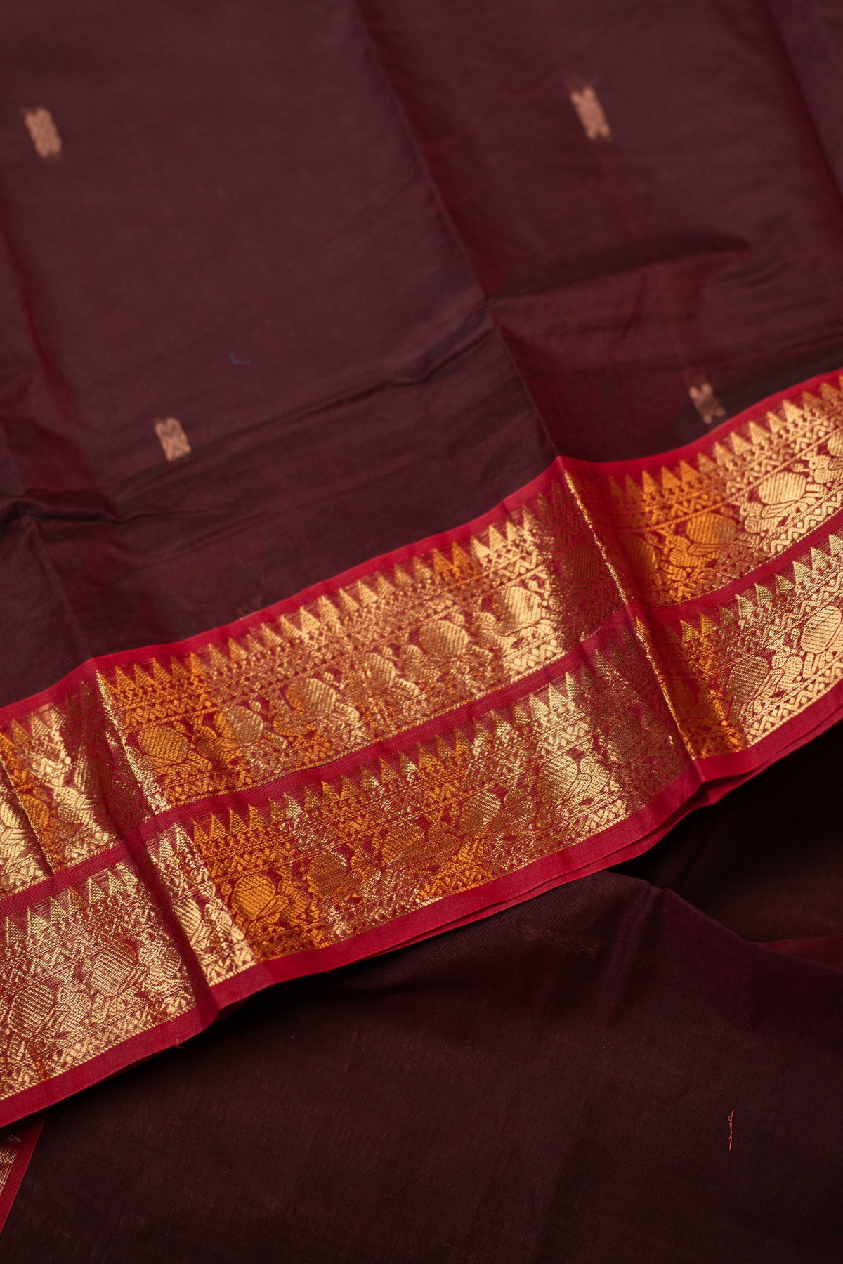 Coffee brown shade2 - Chettinad cotton A-Line kurta + dupatta