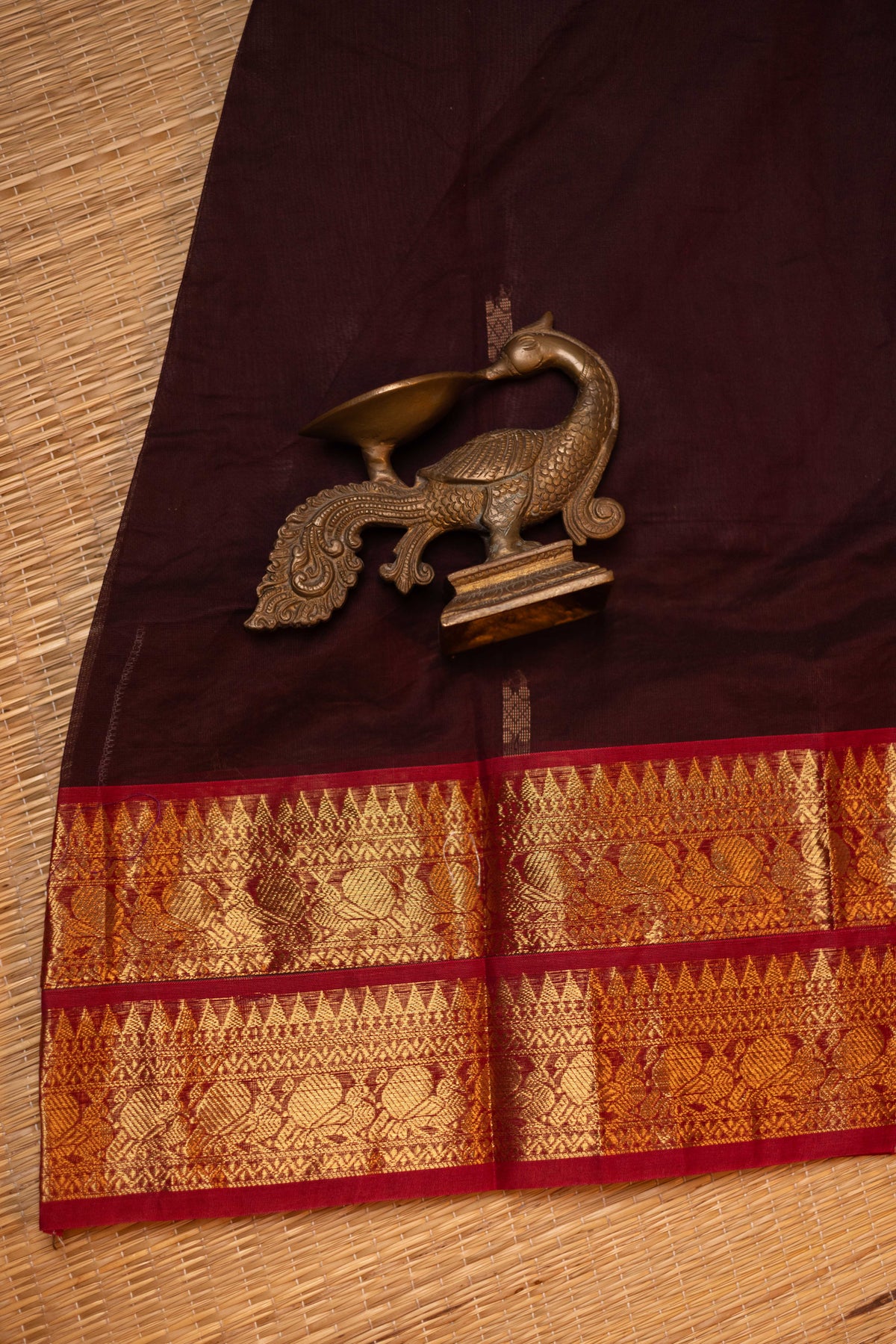 Coffee brown shade1- Chettinad cotton A-Line kurta + dupatta