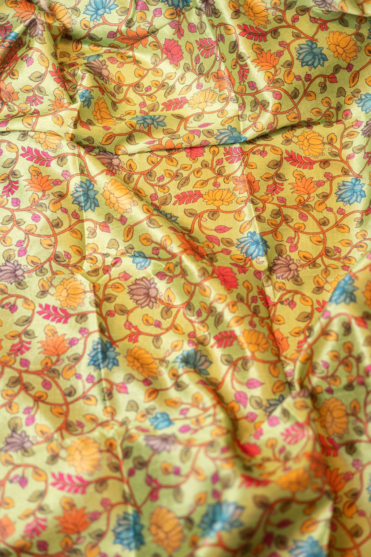 Purple festive raw silk A-Line kurta with pista kalamkari tussar silk duppatta