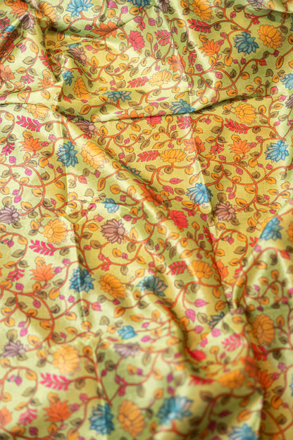 Purple festive raw silk A-Line kurta with pista kalamkari tussar silk duppatta