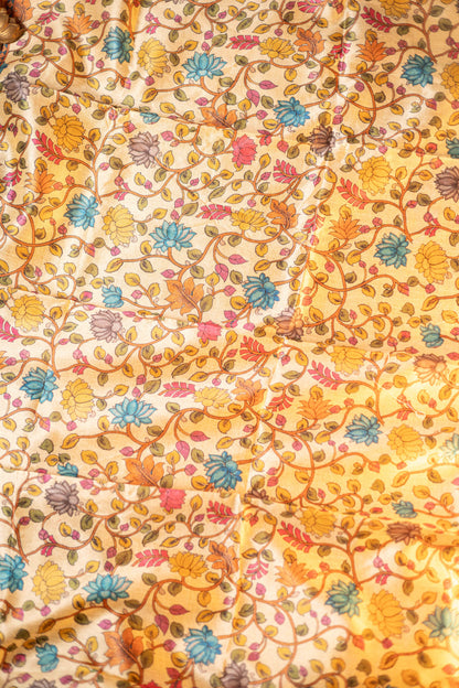 Dark green Raw silk 3 Pc suit set with  sandal tussar silk kalamkari duppatta
