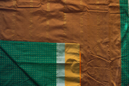 Bottle Green Arani Pattu Art Silk Saree with Olive & Plus Buttis