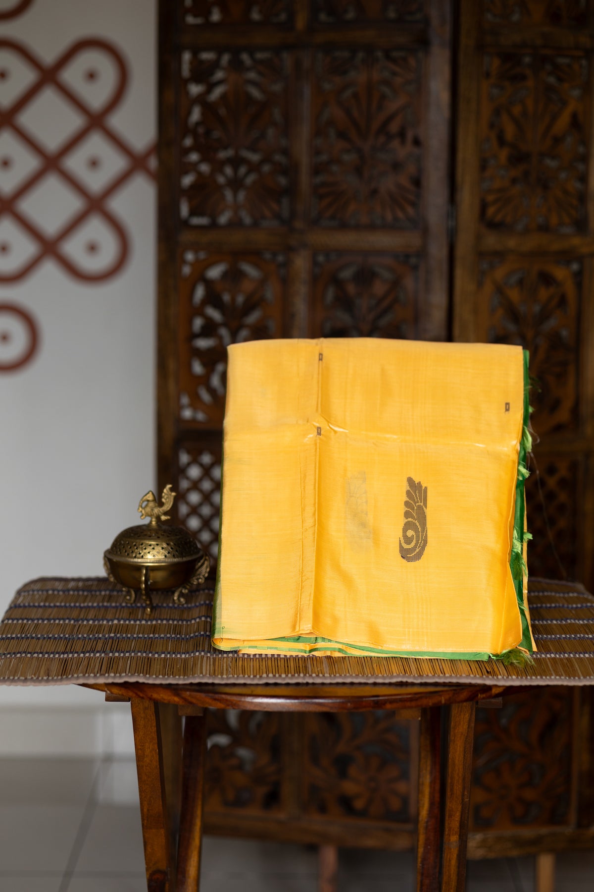 Sandal Chinnalampattu Saree with Dark Leaf Green