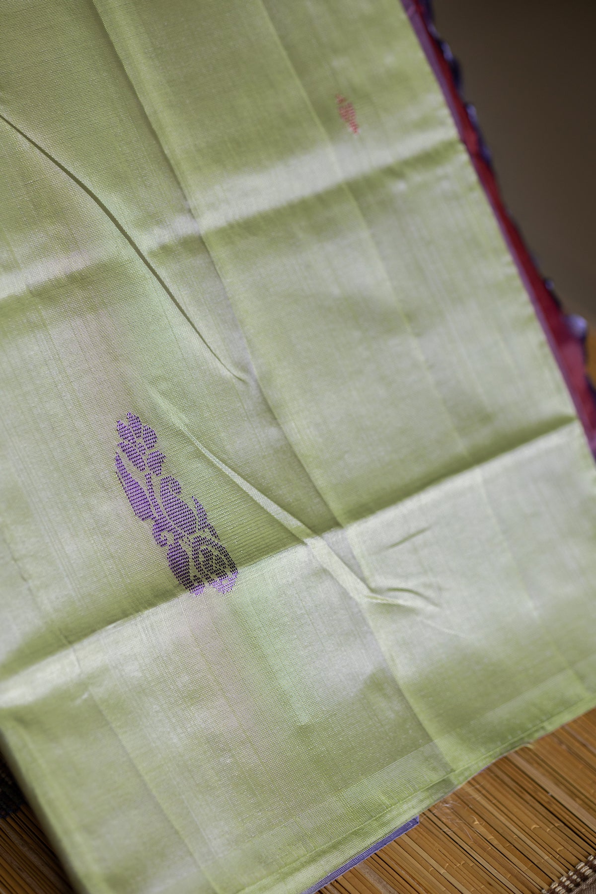 Pastel Green Chinnalampattu Saree with Dual Shade Purple & Lavender