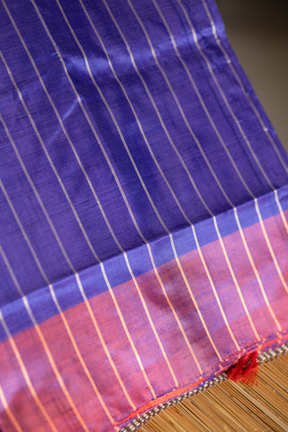 Royal Blue Chinnalampattu Saree with Kanagambaram Orange