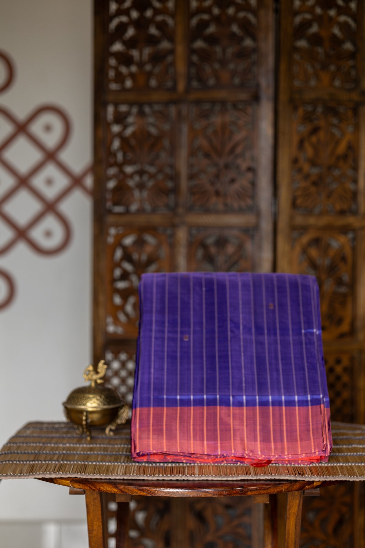Royal Blue Chinnalampattu Saree with Kanagambaram Orange