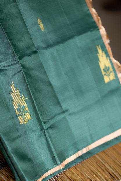 Light Bottle Green Chinnalampattu Saree with Beige
