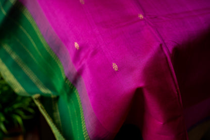Dark Pink with meenakshi green silk cotton