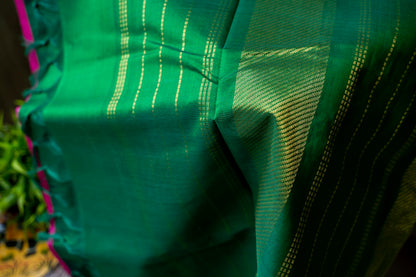 Dark Pink with meenakshi green silk cotton