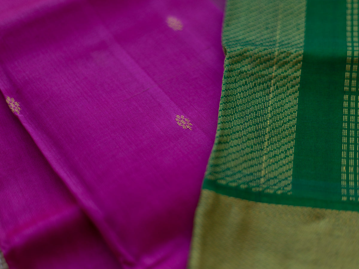 Dark Pink with meenakshi green silk cotton