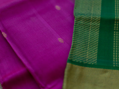 Dark Pink with meenakshi green silk cotton