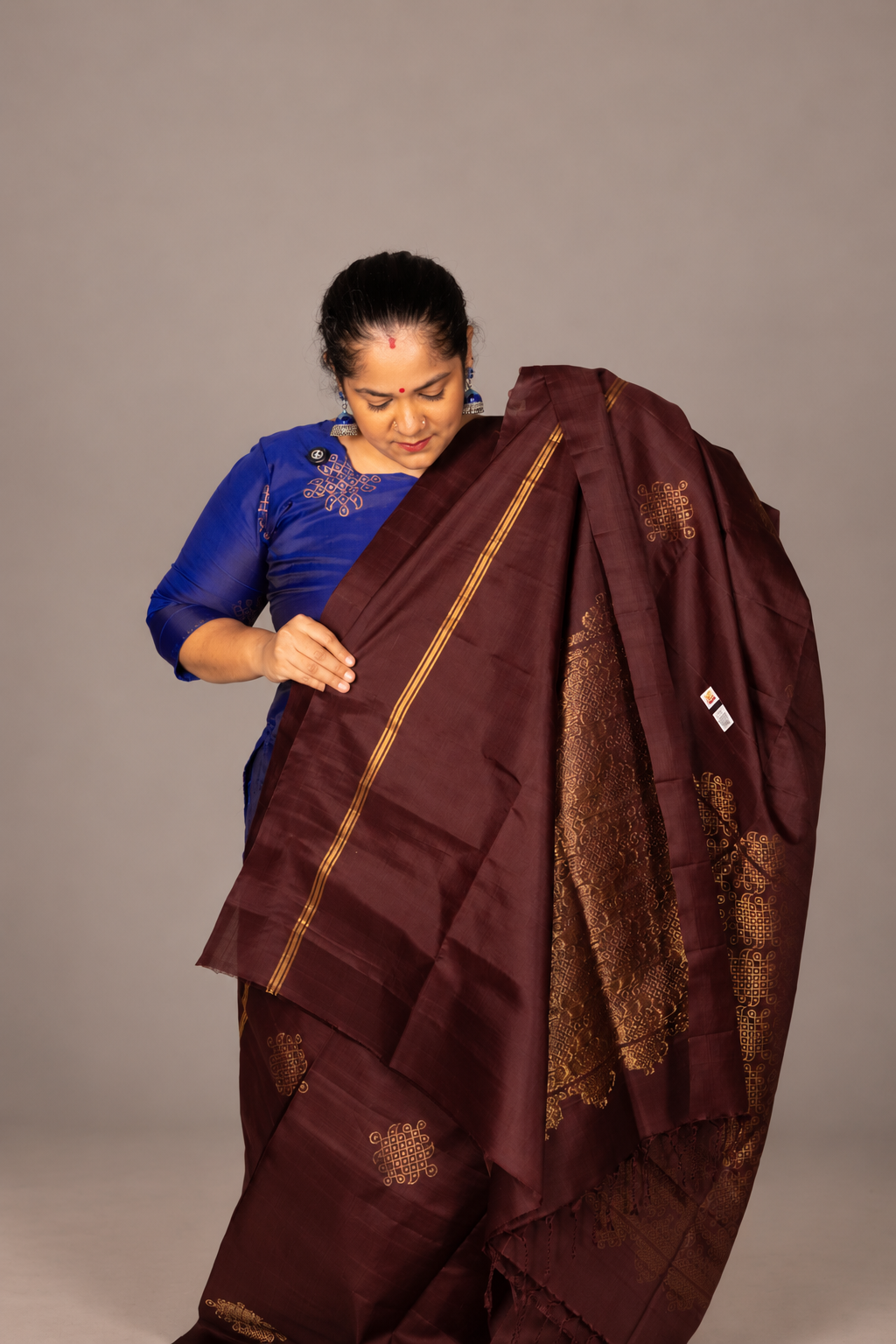 Signature Kolam Soft Silk- Coffee Brown