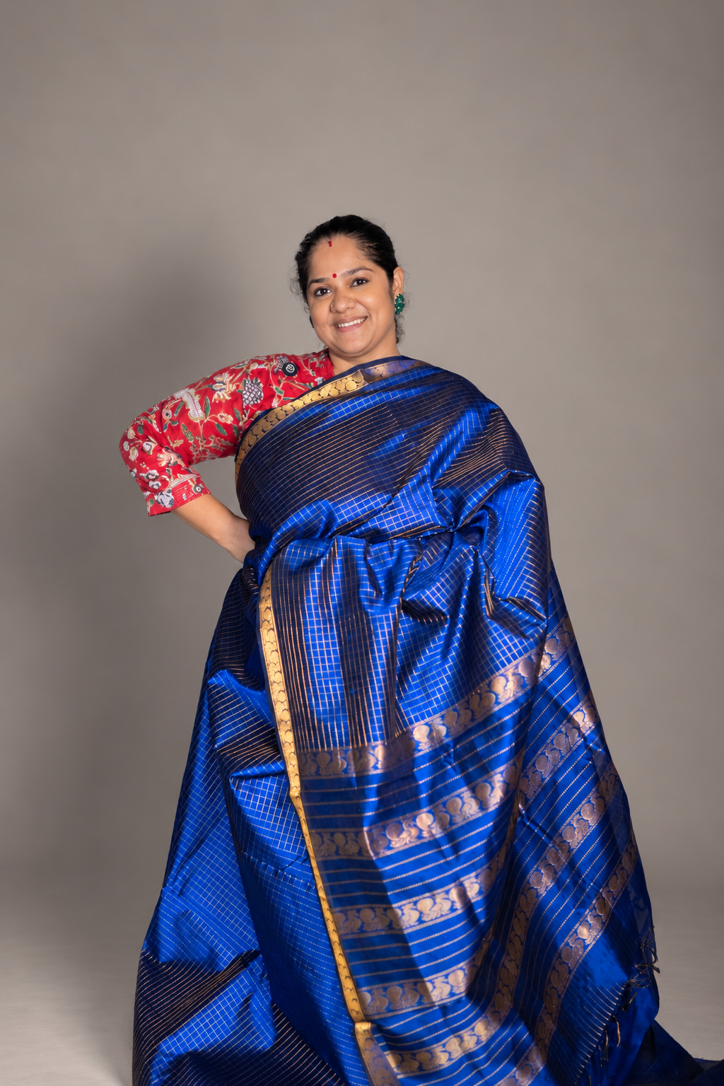Small Border Vintage Muthukattam - Ms blue