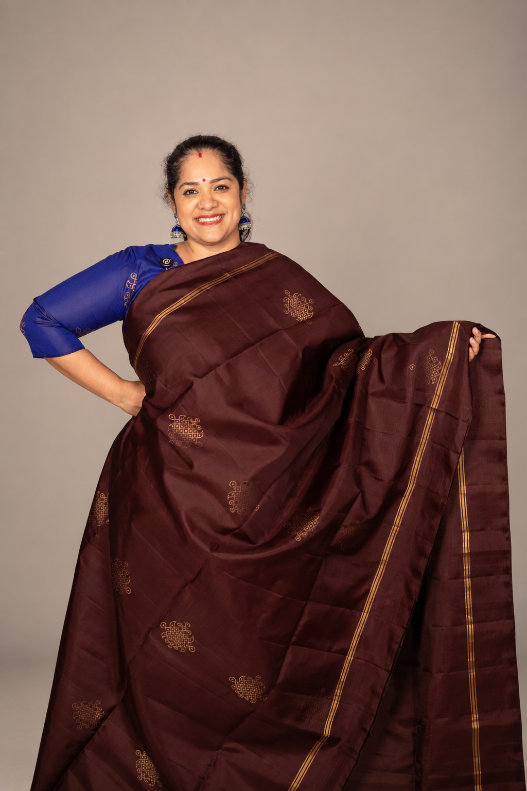 Signature Kolam Soft Silk- Coffee Brown