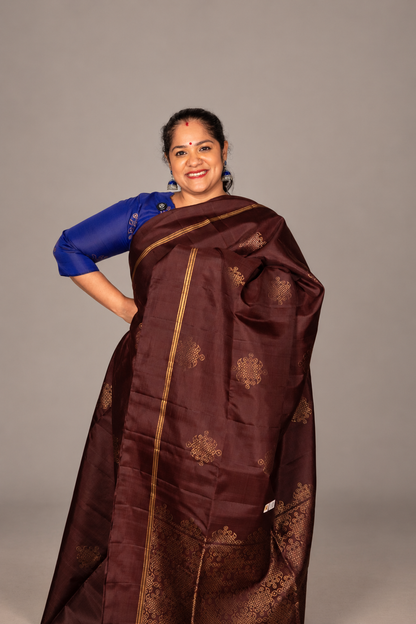 Signature Kolam Soft Silk- Coffee Brown